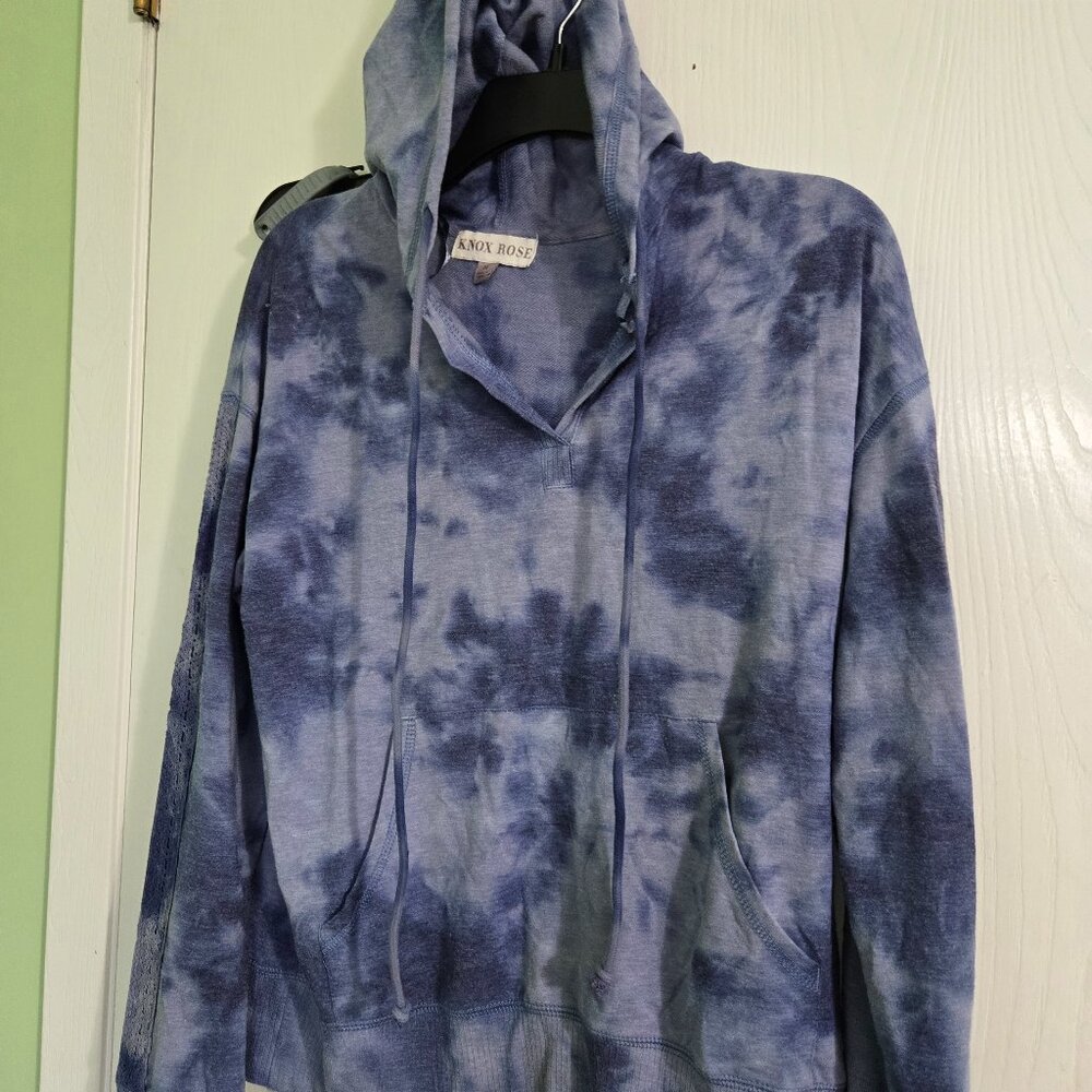 Knox rose tie die hoodie blue